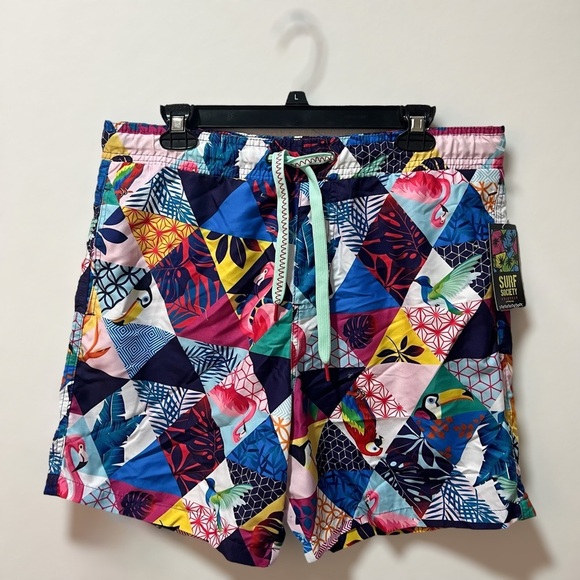 NWT Surf Society Mens Swim Trunks Size L UV Protection Moisture Wicking Vacation - Picture 2 of 7
